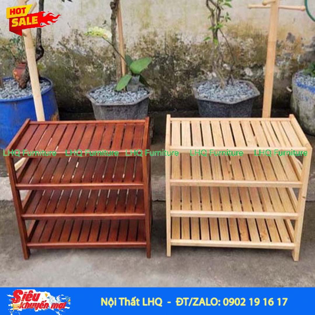 Kệ Để Giày Dép Gỗ 4 Tầng Rộng 80cm | Nội Thất LHQ