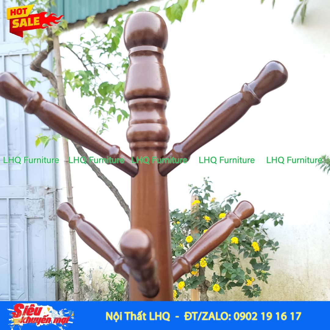 Cây Treo Quần Áo Tay Tiện Gỗ Cao Su | LHQ Furniture
