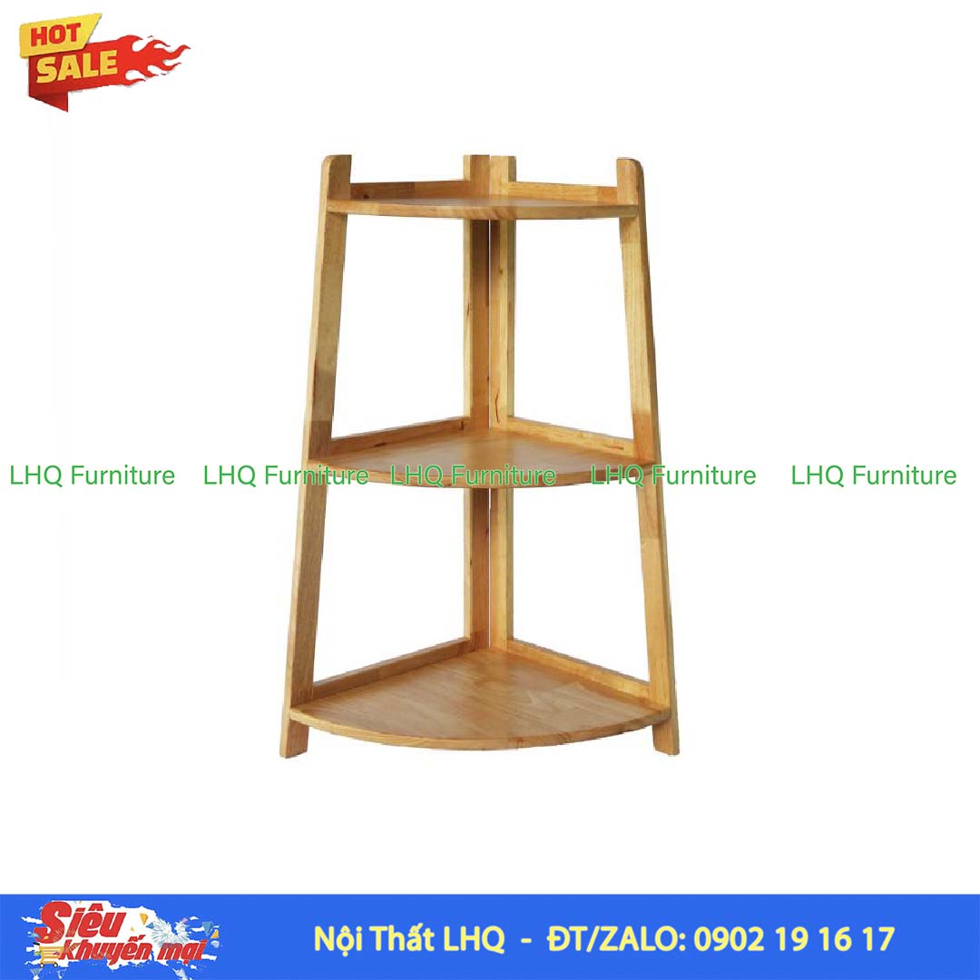 Kệ Góc Chữ A 3 Tầng Gỗ Cao Su Tự Nhiên | Nội Thất LHQ