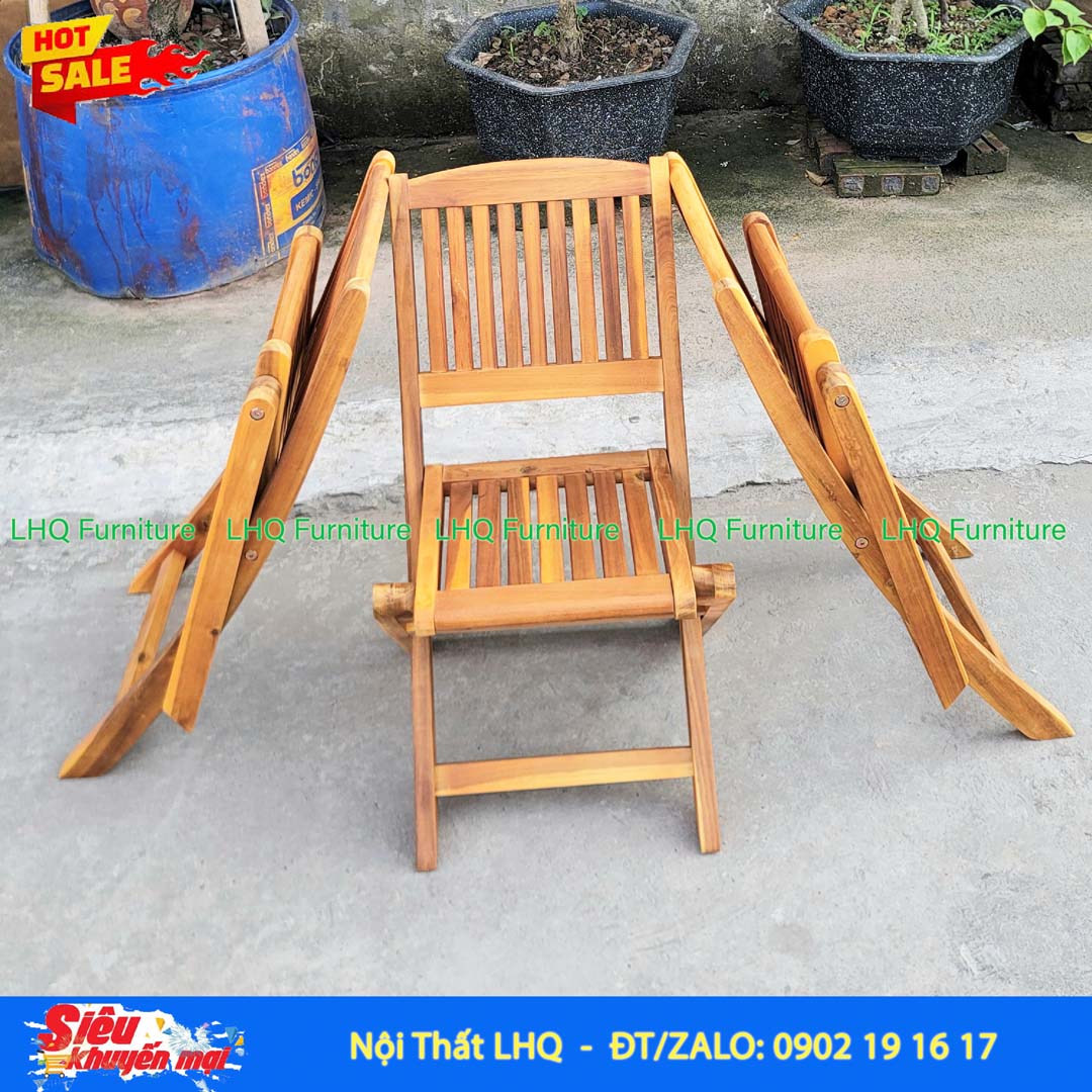 Ghế Cafe Mini Gỗ Tràm Xếp Xuôi Gấp Gọn | Nội Thất LHQ