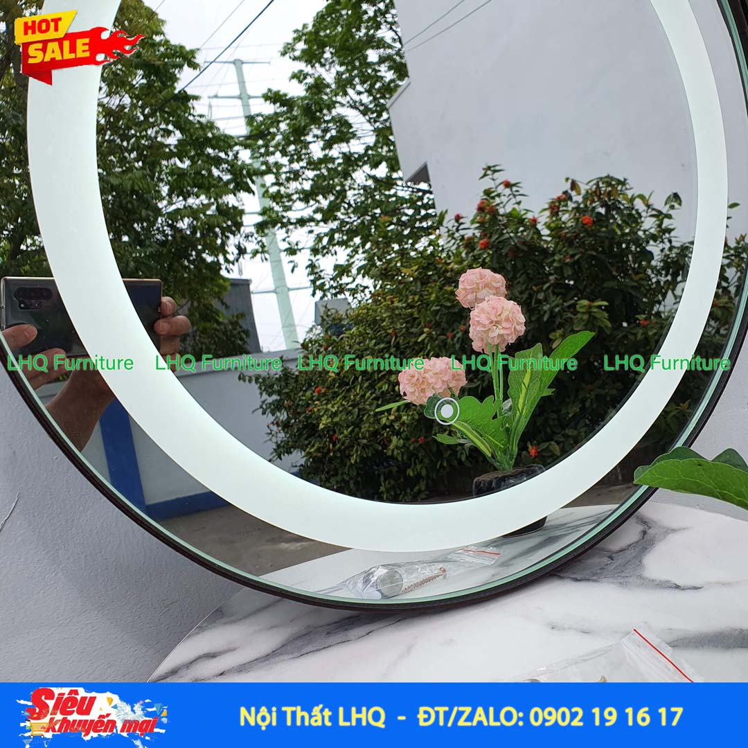Gương Treo Đèn Cảm Ứng D60 cm, Lắp ráp đơn giản