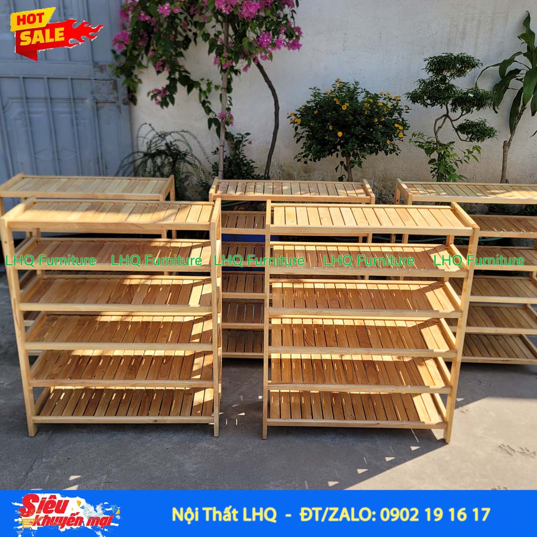 Kệ Để Giày Dép Gỗ 6 Tầng Rộng 80cm | Nội Thất LHQ