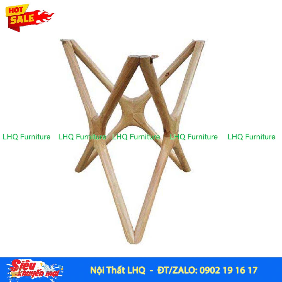 Bàn Cafe Chân Sao Gỗ Cao Su Tự Nhiên D60cm