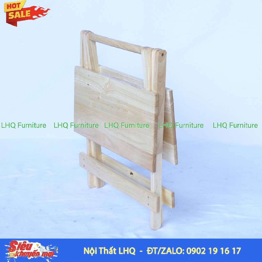 Bàn Cafe 2 Mảnh Gỗ Cao Su Vuông 60 Xếp Gọn
