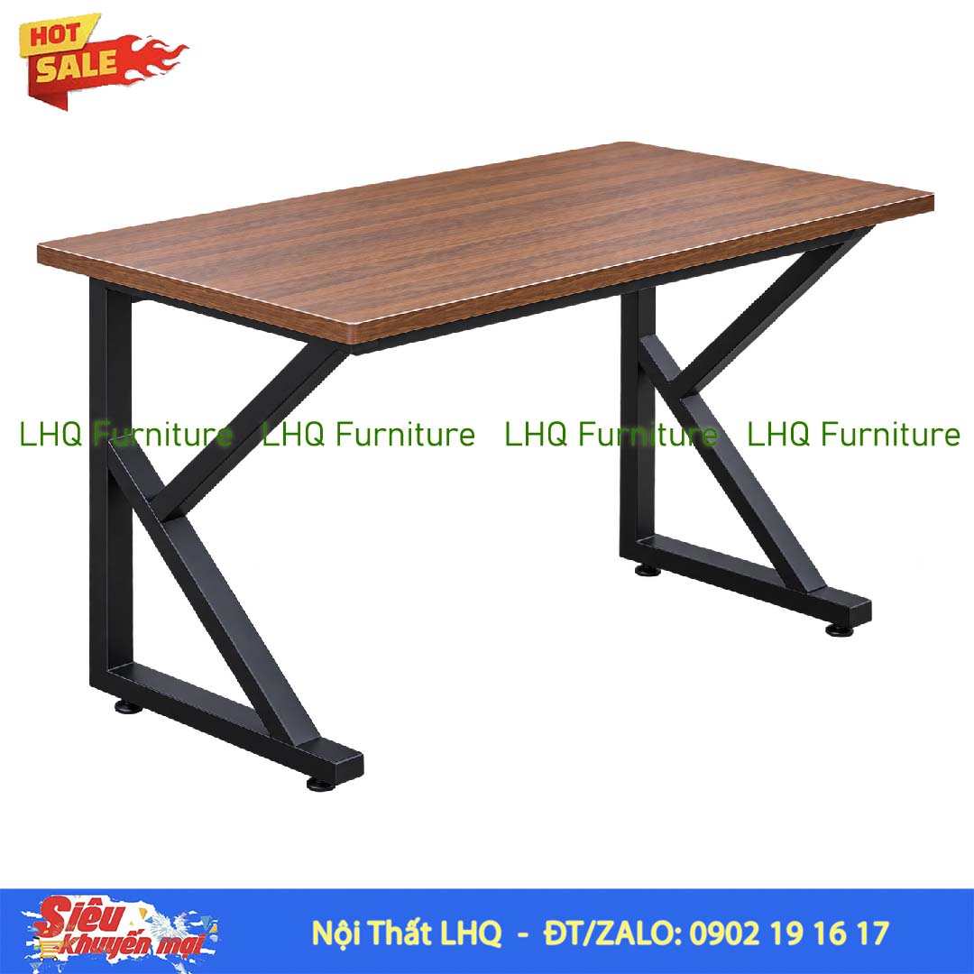 Bàn học khung sắt chữ K 60x120x75cm – Mặt MDF rộng, chắc chắn