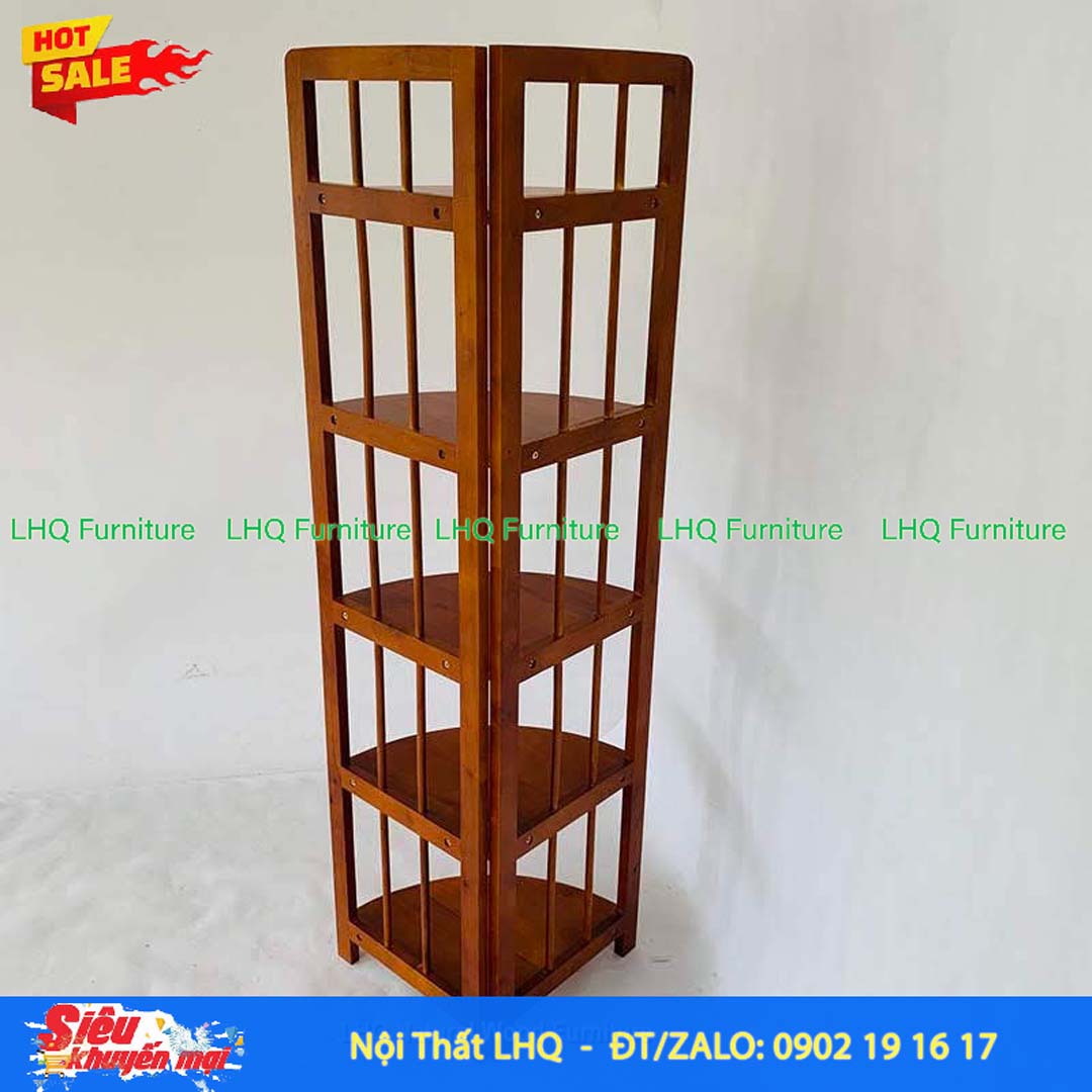 Kệ Góc 5 Tầng Gỗ Cao Su Tự Nhiên Trang Trí | Nội Thất LHQ