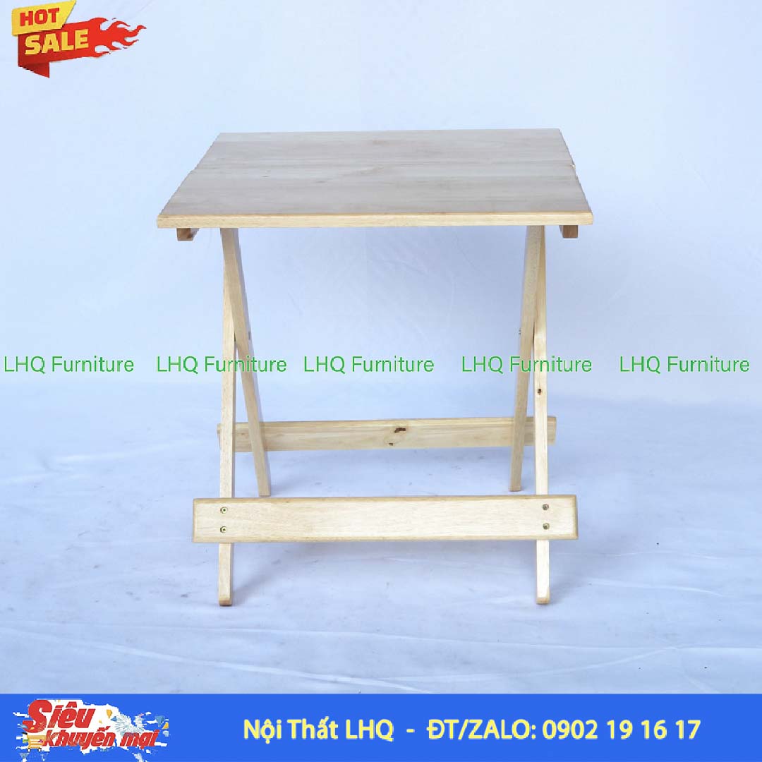 Bàn Cafe 2 Mảnh Gỗ Cao Su Vuông 60 Xếp Gọn