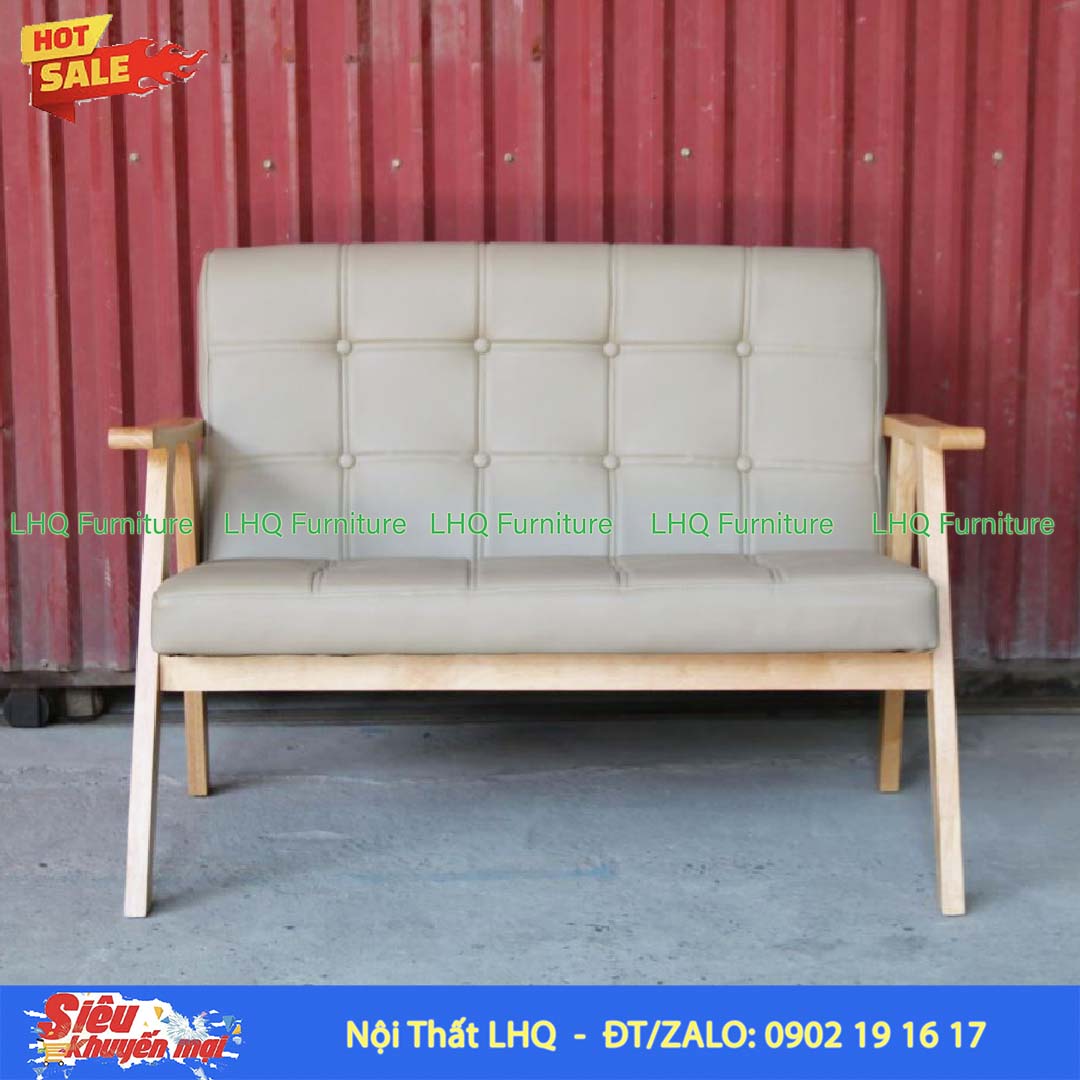 Ghế Sofa Đôi Tay Dẹt Gỗ Cao Su | Nội Thất LHQ