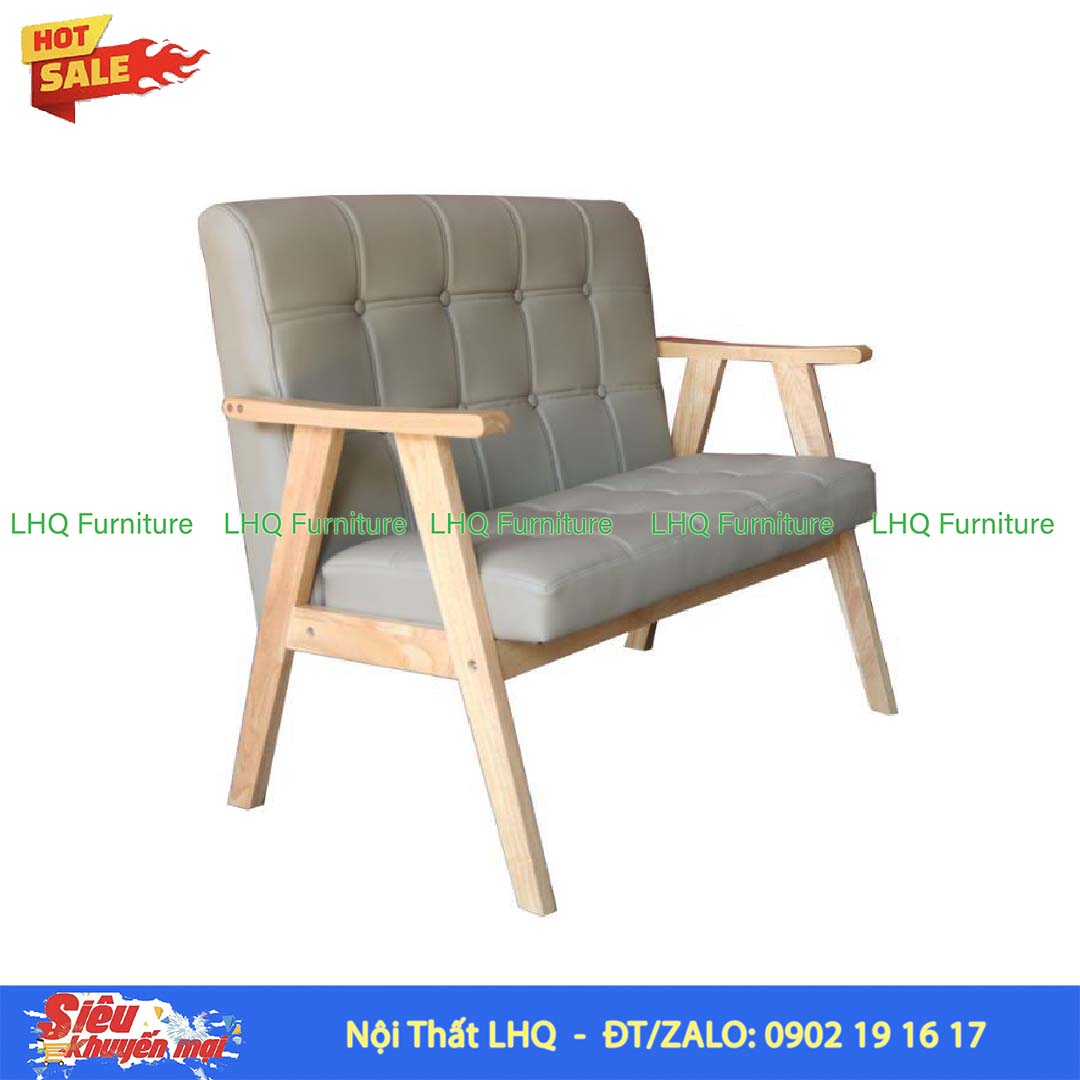 Ghế Sofa Đôi Tay Dẹt Gỗ Cao Su | Nội Thất LHQ