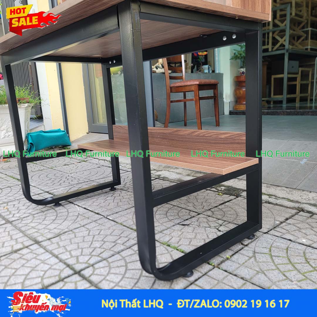 Bàn Khung Sắt Giá Sách Lửng 1m2 | Nội Thất LHQ