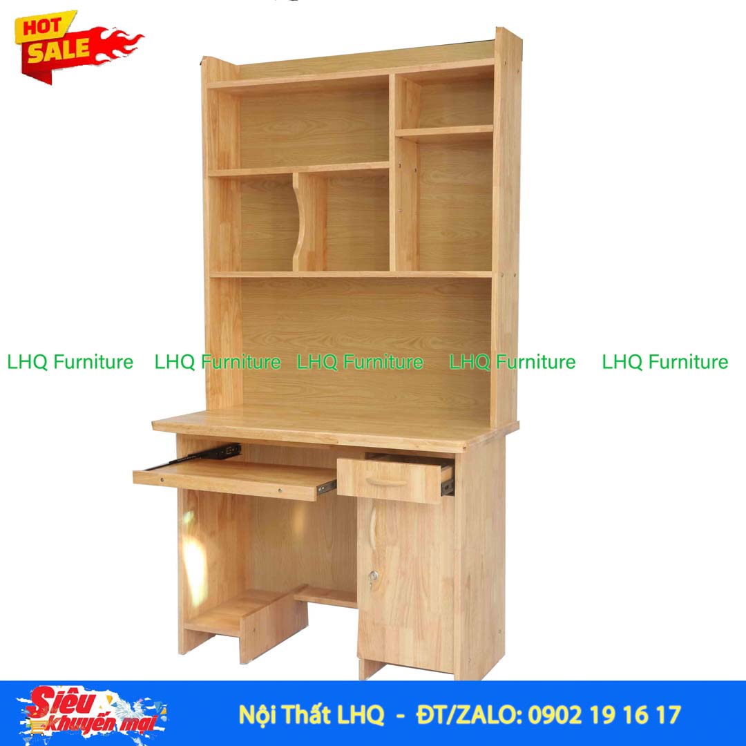 Bàn Học Có Giá Sách 1m Gỗ 1,8 | Gỗ Cao Su Tự Nhiên Bền Đẹp