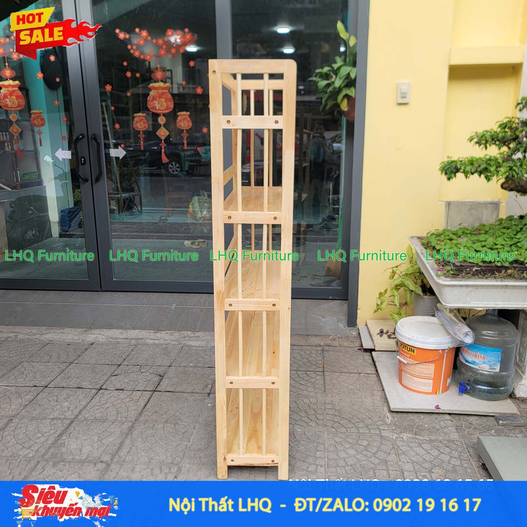 Kệ Sách Gỗ 5 Tầng Rộng 90cm – Gỗ Cao Su Tự Nhiên Chắc Chắn, Thiết Kế Hiện Đại