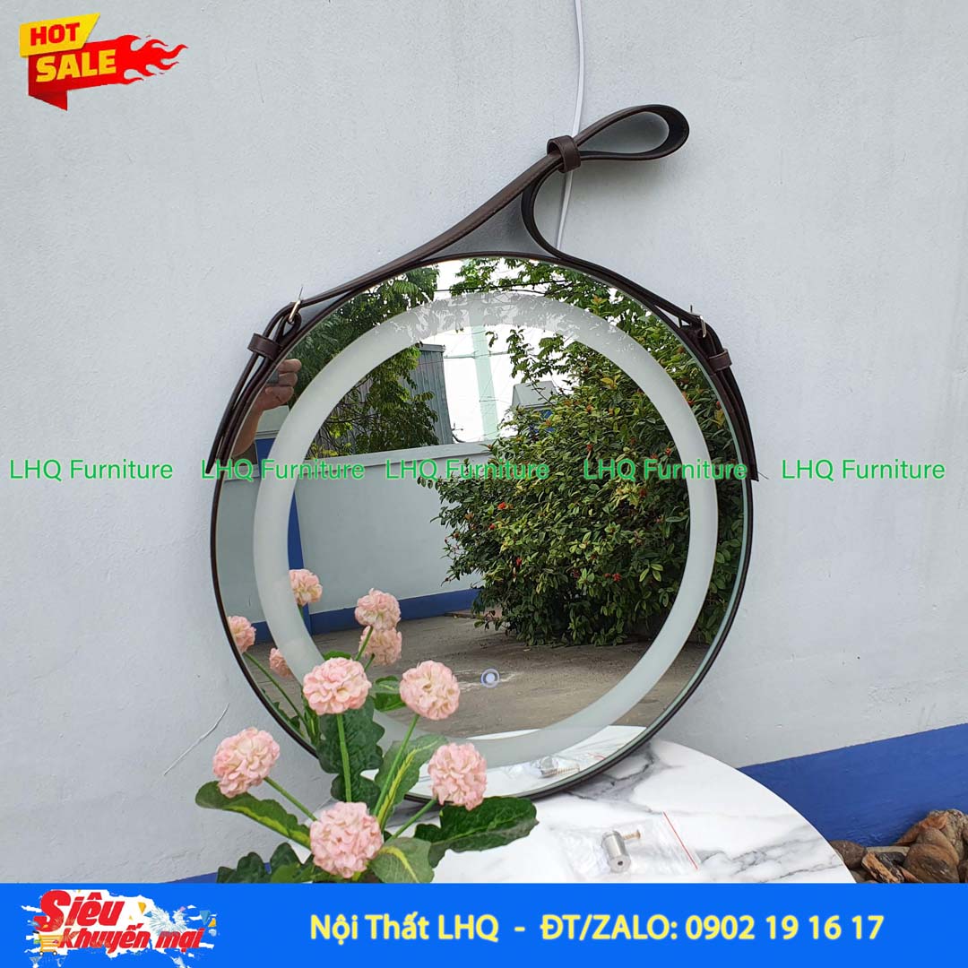 Gương Treo Đèn Cảm Ứng D50 cm, Đèn đổi 3 màu