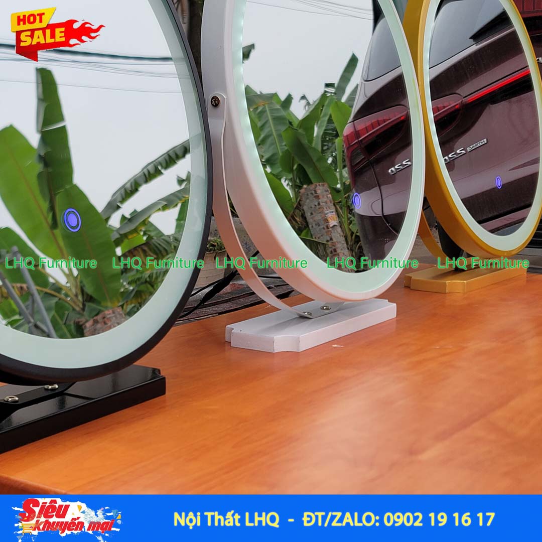 Gương Xoay Để Bàn Đèn Cảm Ứng, Decor đẹp