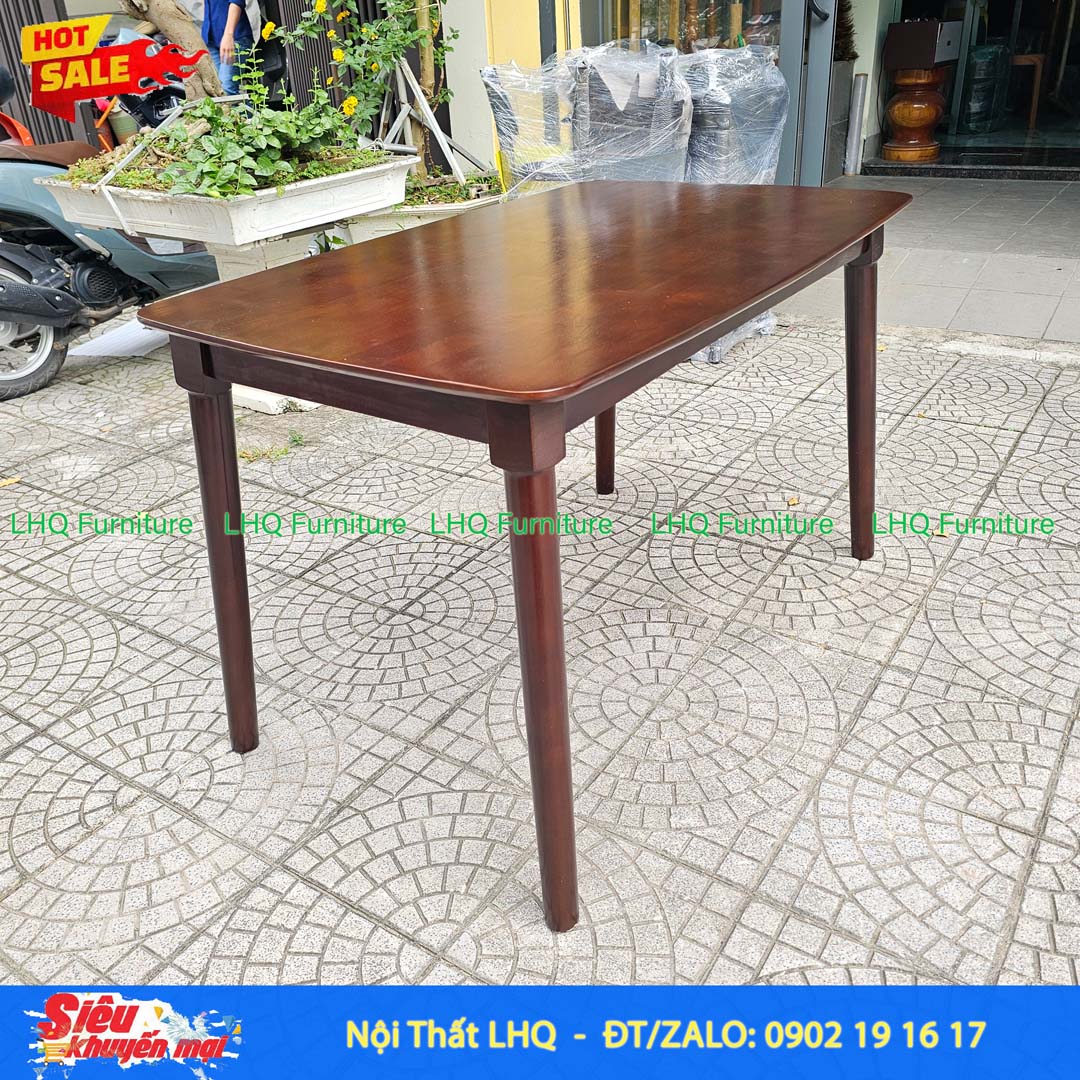 Bàn ăn gỗ chân tròn 1m2 gỗ cao su tự nhiên hiện đại, chắc chắn