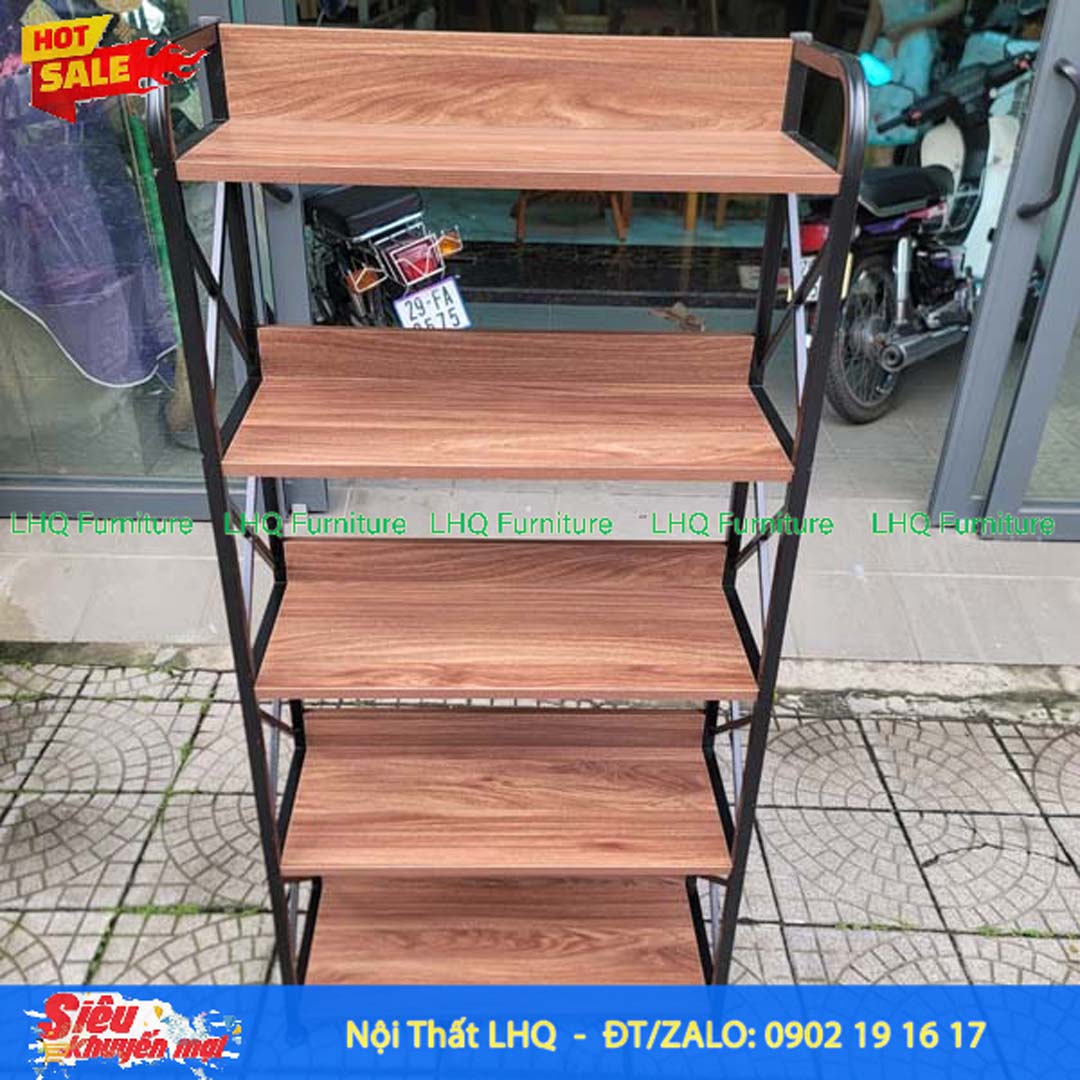 Kệ Sách Khung Sắt Gỗ Melamin 5T60 | Nội Thất LHQ