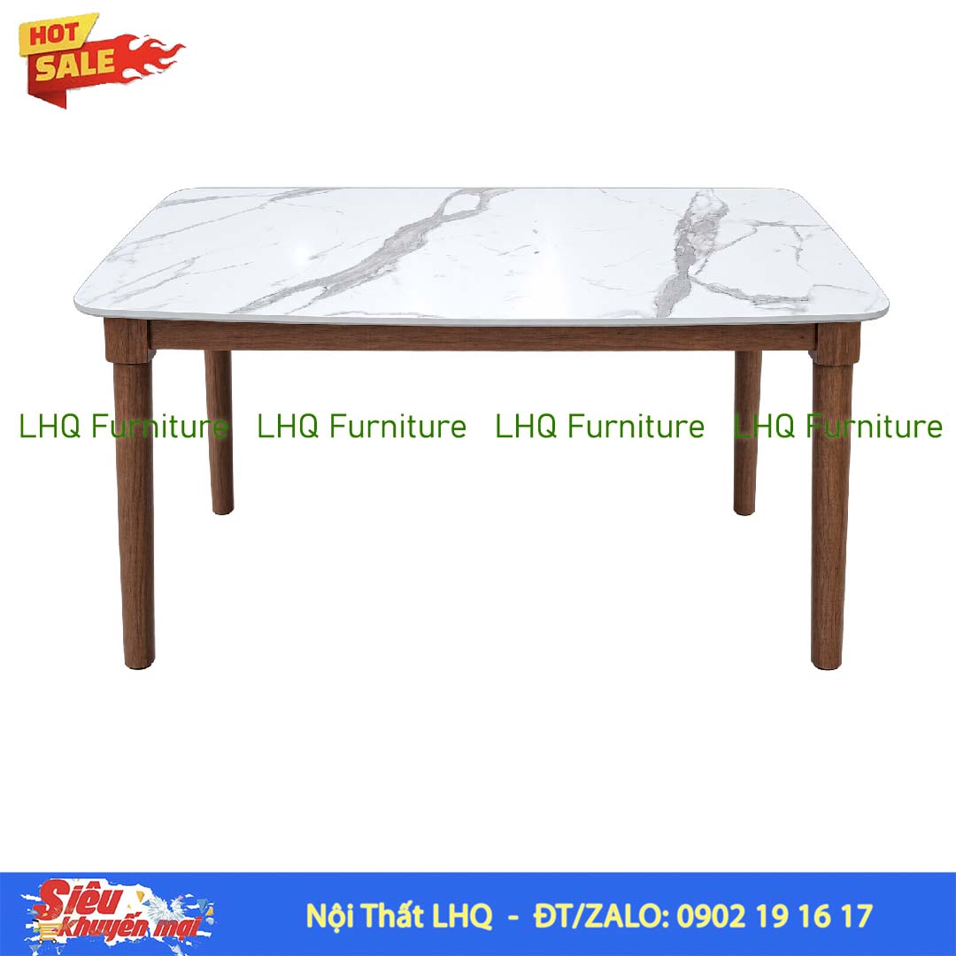 Bàn ăn chân tròn 1m2 giả đá gỗ cao su tự nhiên – Đẹp, chắc chắn