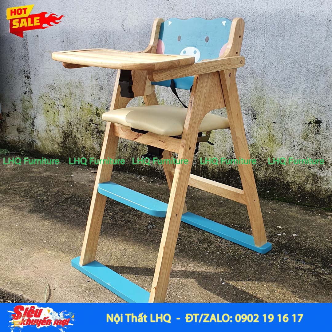 Ghế Ngồi Ăn Bột Gỗ Cao Su Tự Nhiên Gấp Gọn Cho Bé