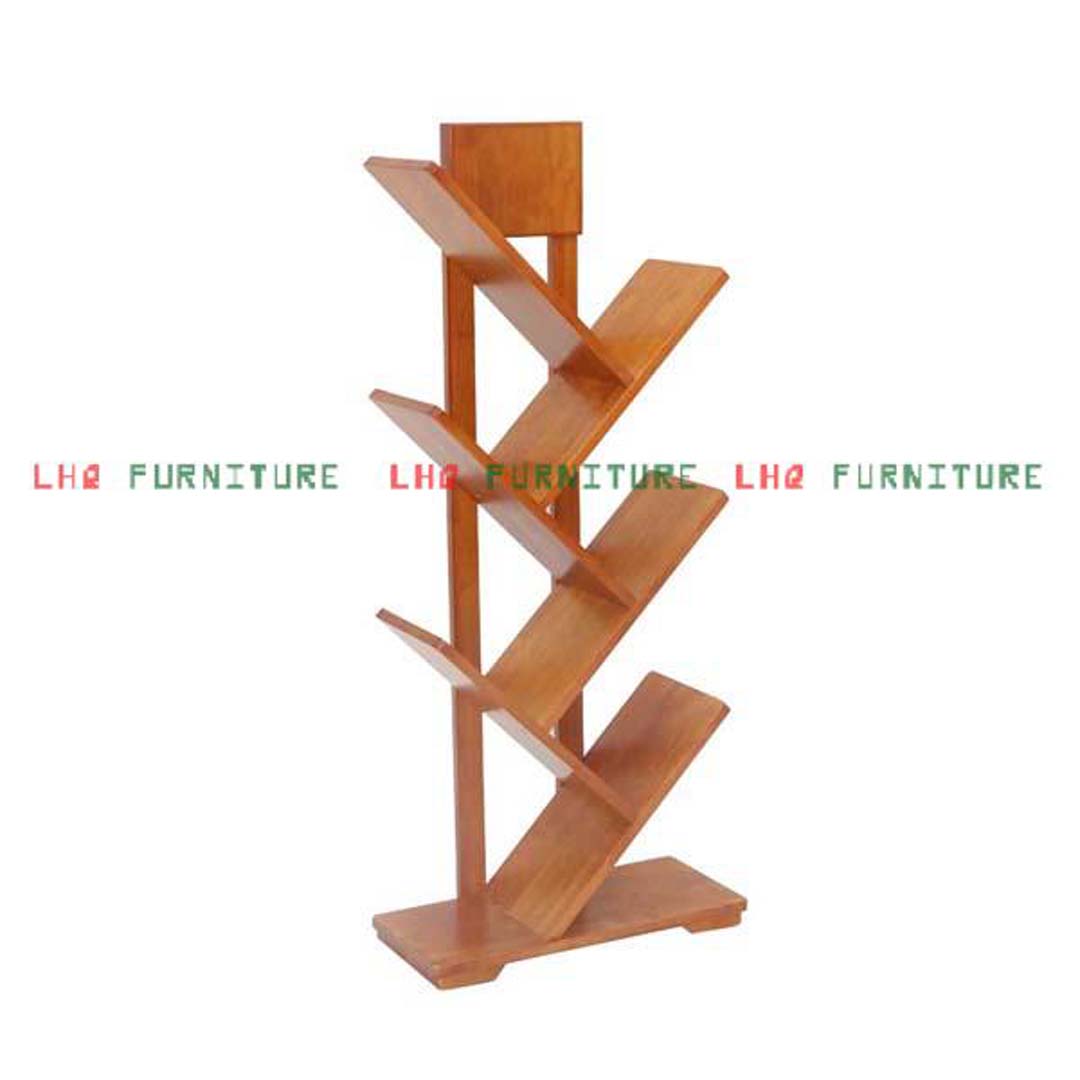 Kệ Sách Xương Cá 6 Tay Gỗ Cao Su – Giải Pháp Lưu Trữ Hiện Đại Cho Không Gian Sống