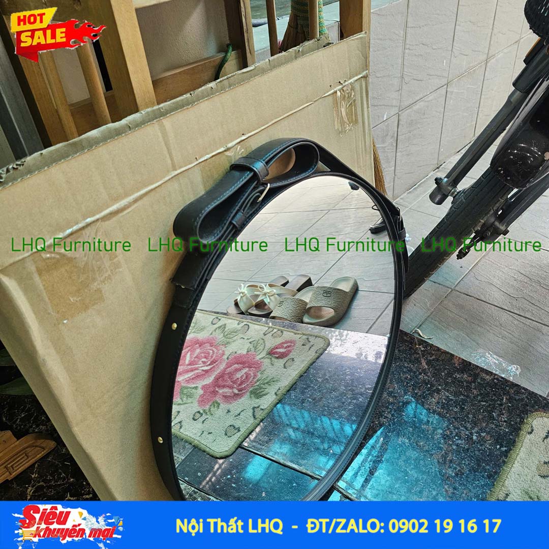 Gương Treo Dây Da Không Đèn D50 cm, Bảo hành 12 tháng