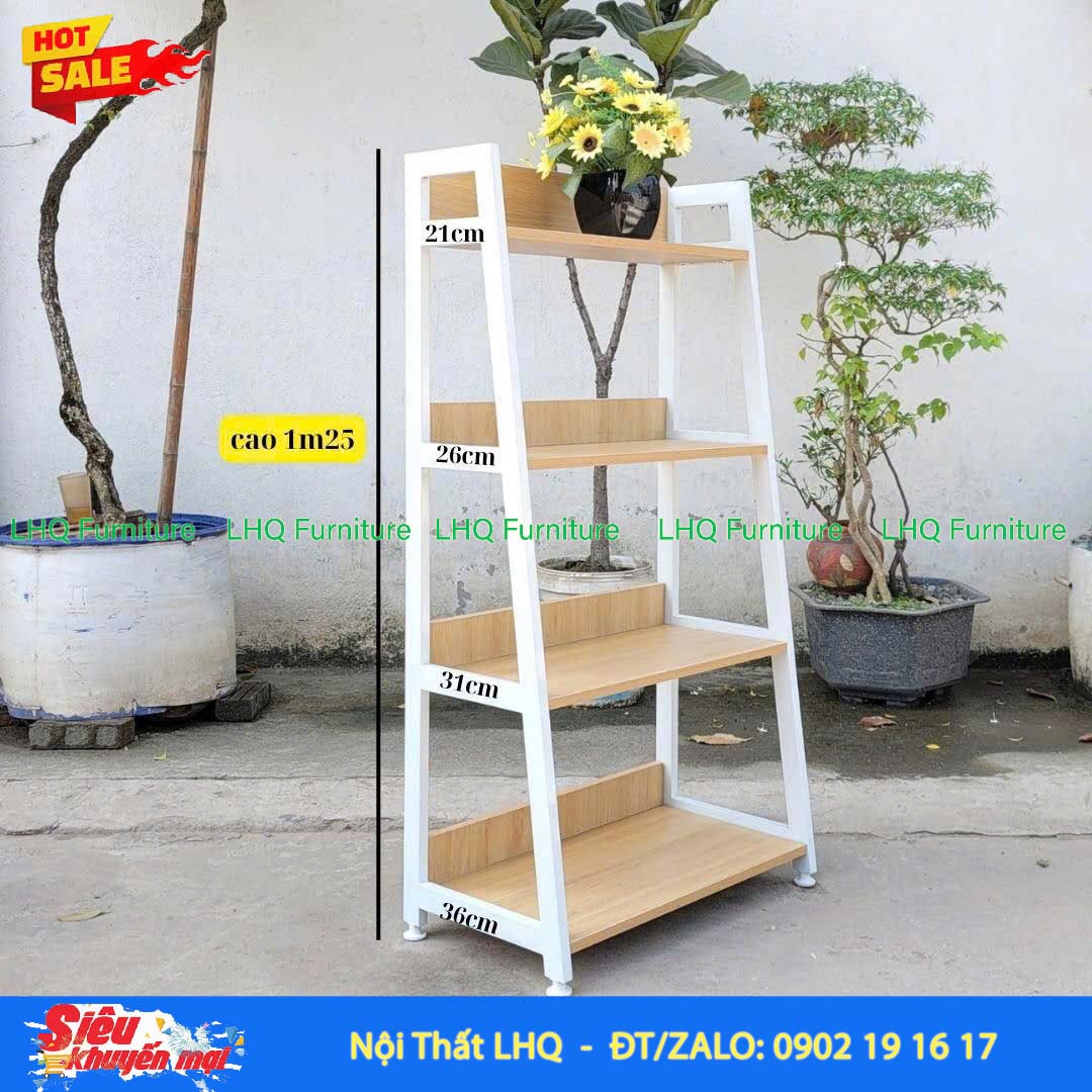 Kệ Chữ A 4 Tầng Khung Sắt Mặt Gỗ MDF | LHQ Furniture