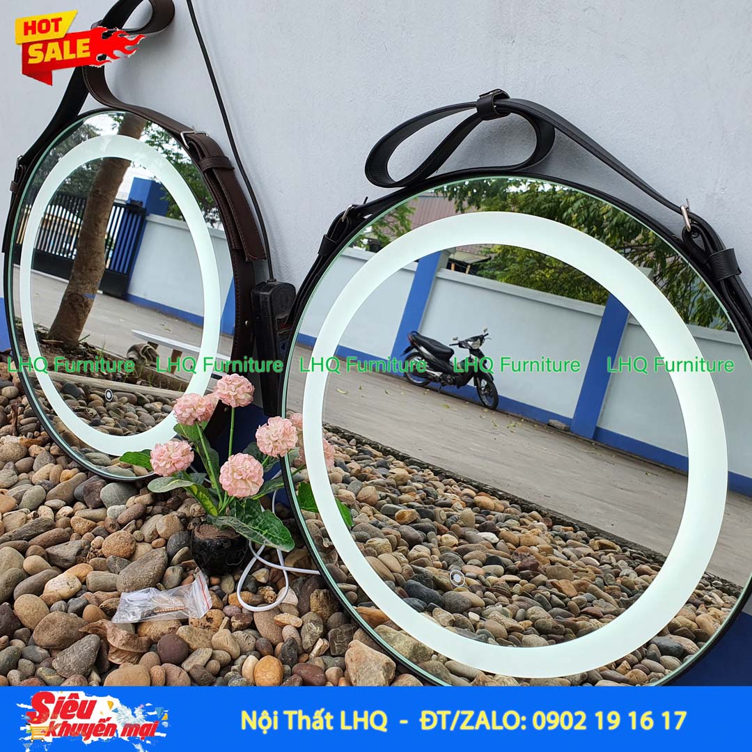 Gương Treo Đèn Cảm Ứng D50 cm, Đèn đổi 3 màu