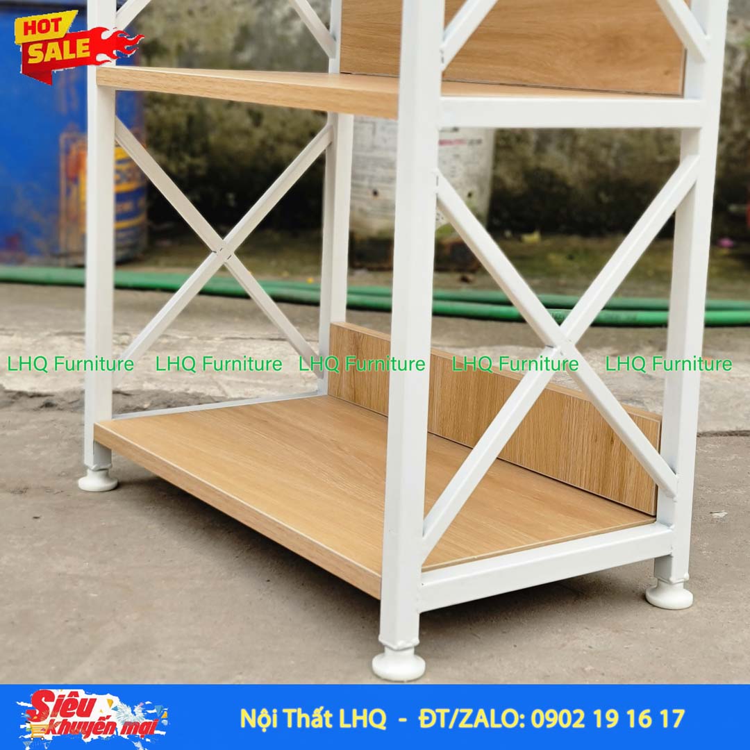Kệ Sách Khung Sắt Gỗ Melamin 4T70 | Nội Thất LHQ
