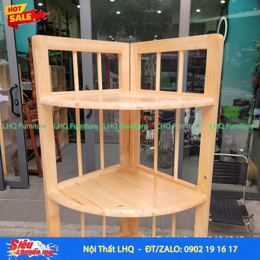 Kệ Góc 5 Tầng Gỗ Cao Su Tự Nhiên Trang Trí | Nội Thất LHQ