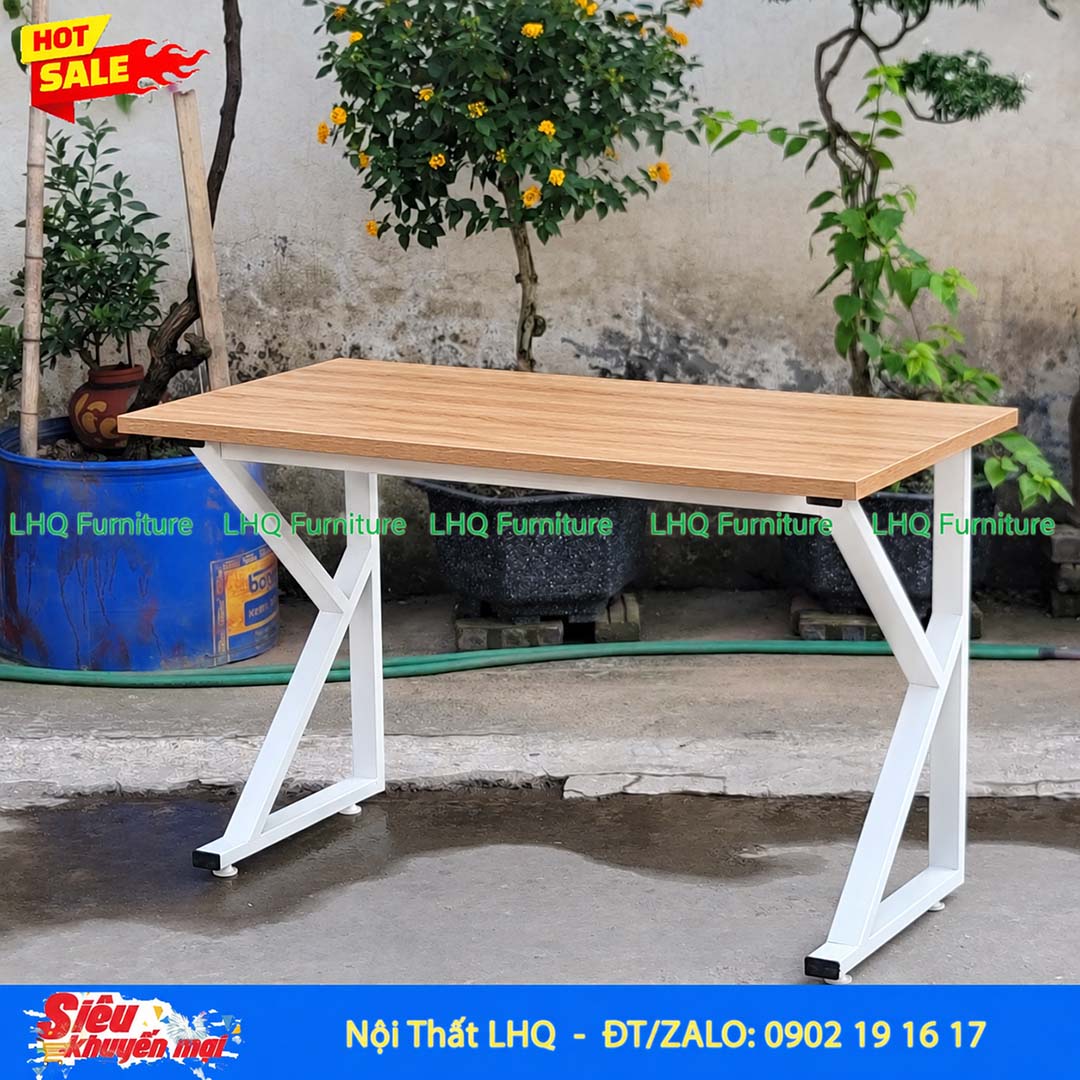 Bàn học khung sắt chữ K 60x120x75cm – Mặt MDF rộng, chắc chắn