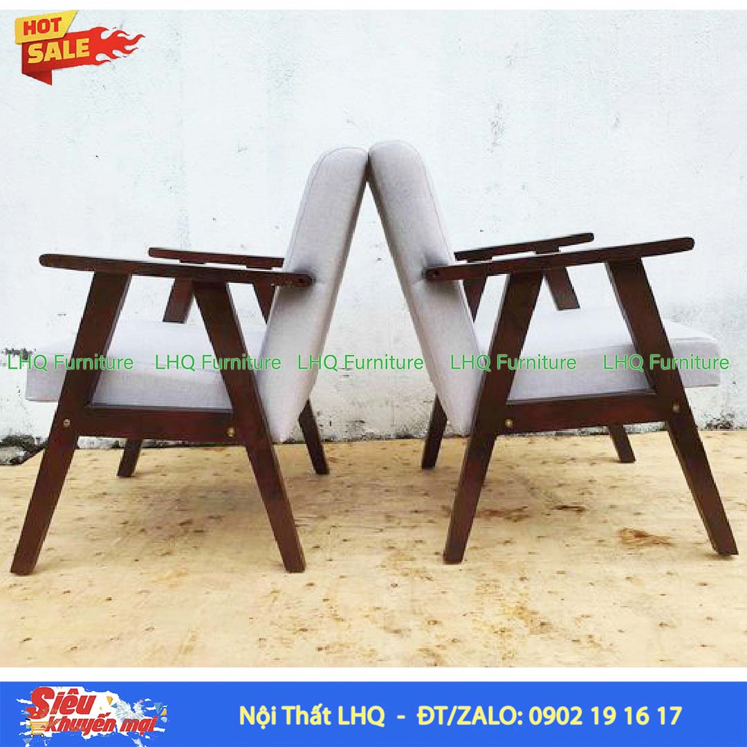 Ghế Sofa Đơn Tay Dẹt Gỗ Cao Su | Nội Thất LHQ