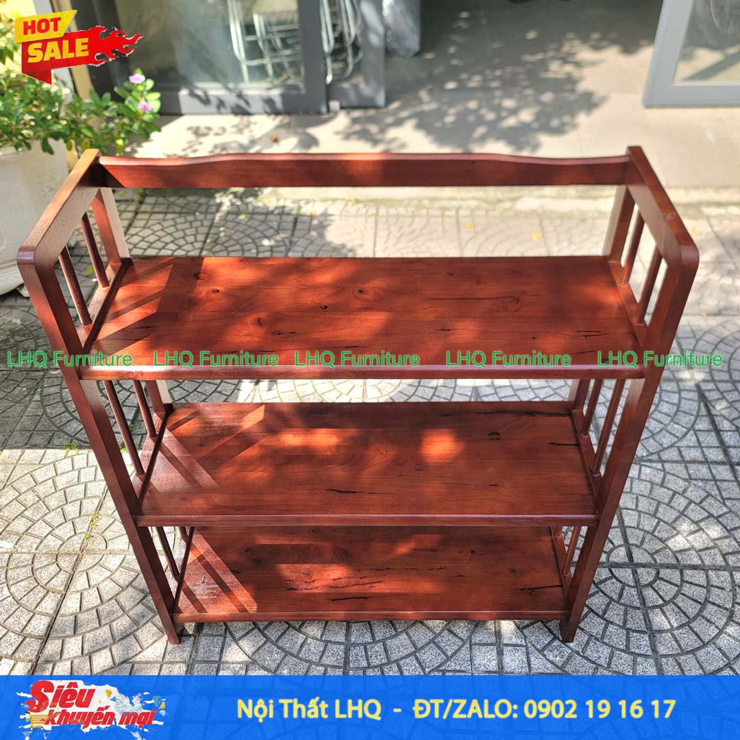 Kệ Sách Gỗ 3 Tầng Rộng 90cm – Mẫu Kệ Gỗ Cao Su Chắc Chắn, Hiện Đại Cho Mọi Không Gian