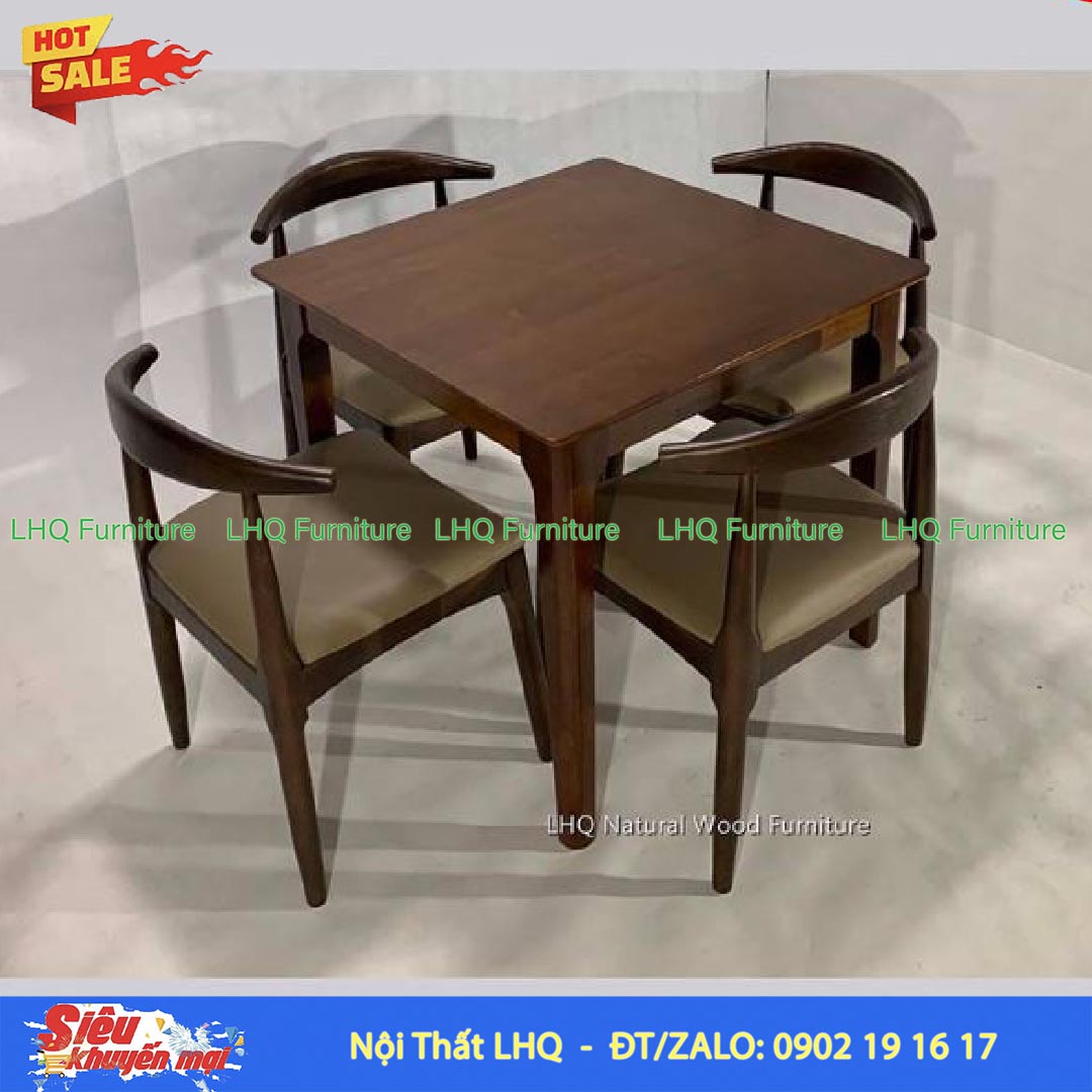Ghế Cafe – Ghế Ăn Elbow Gỗ Cao Su Thiết Kế Vai Bò Hiện Đại