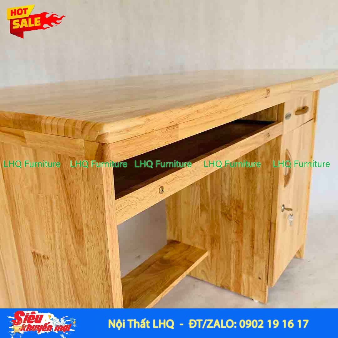 Bàn Làm Việc 1m2 Gỗ 1,8 | Gỗ Cao Su Tự Nhiên Bền Đẹp, Tiện Dụng