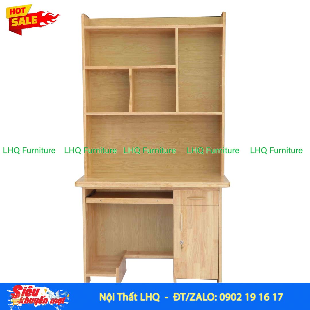 Bàn Học Có Giá Sách 1m Gỗ 1,8 | Gỗ Cao Su Tự Nhiên Bền Đẹp