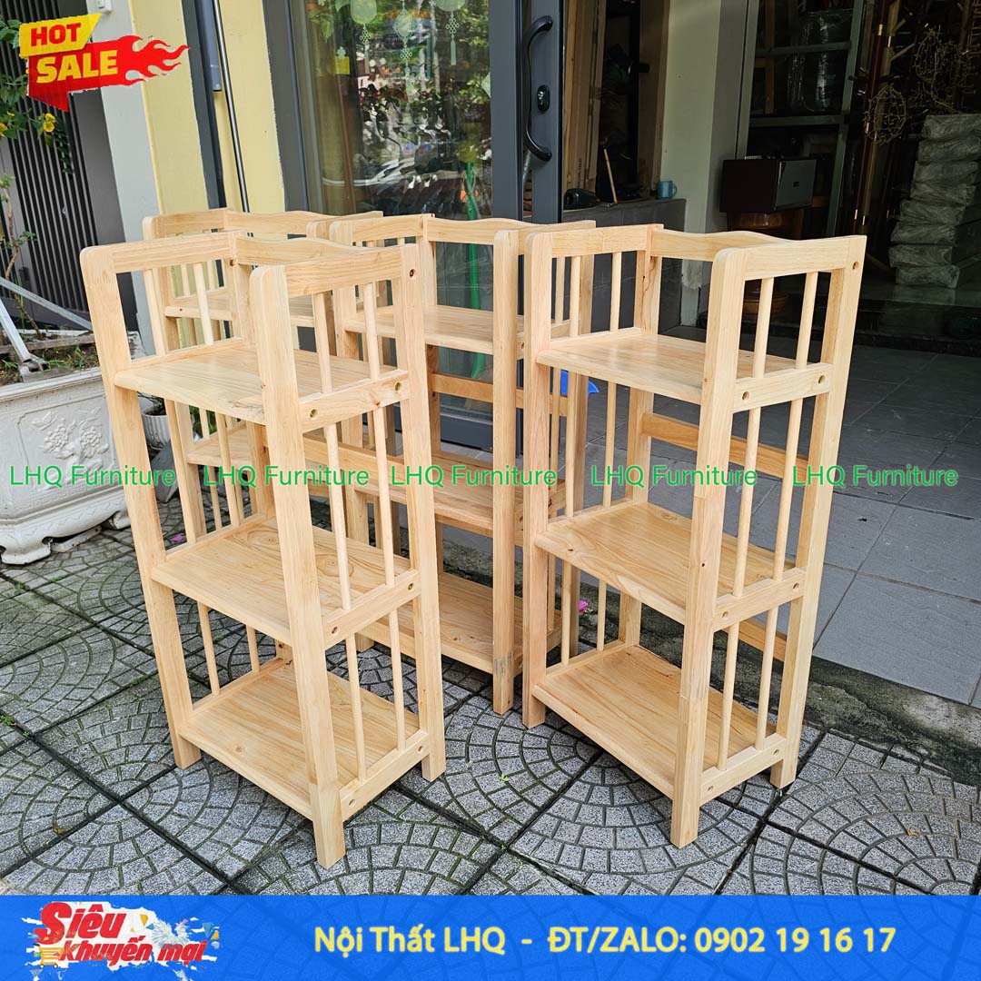 Kệ Sách Gỗ 3 Tầng Rộng 50cm – Gỗ Cao Su Tự Nhiên Bền Đẹp, Chắc Chắn