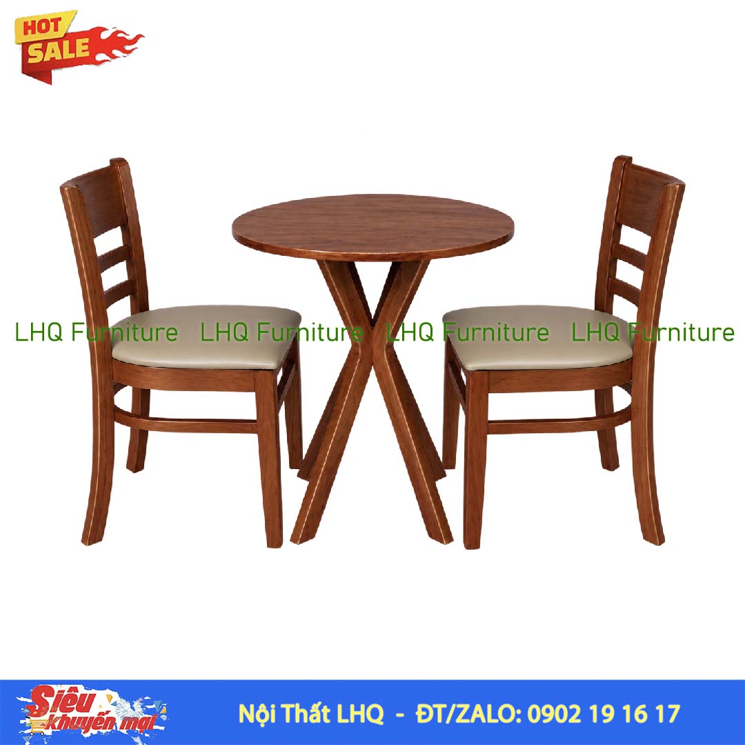 Bộ bàn ăn 2 ghế Cabin bàn vuông hoặc tròn 60cm