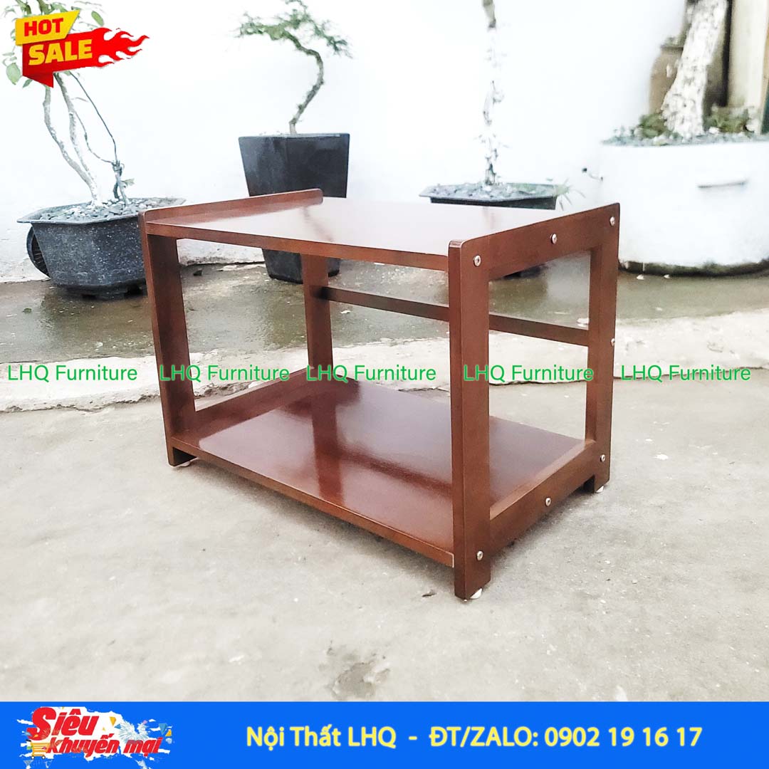Kệ Để Lò Vi Sóng Mặt Liền 2 Tầng Gỗ Cao Su Tự Nhiên | Nội Thất LHQ