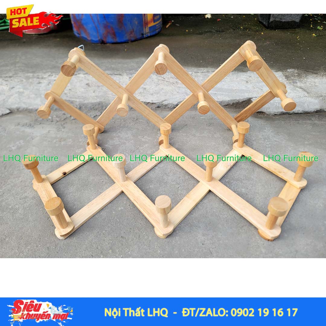 Móc Treo Quần Áo Gỗ Xếp Gọn Kéo Giãn Treo Tường Tiện Lợi