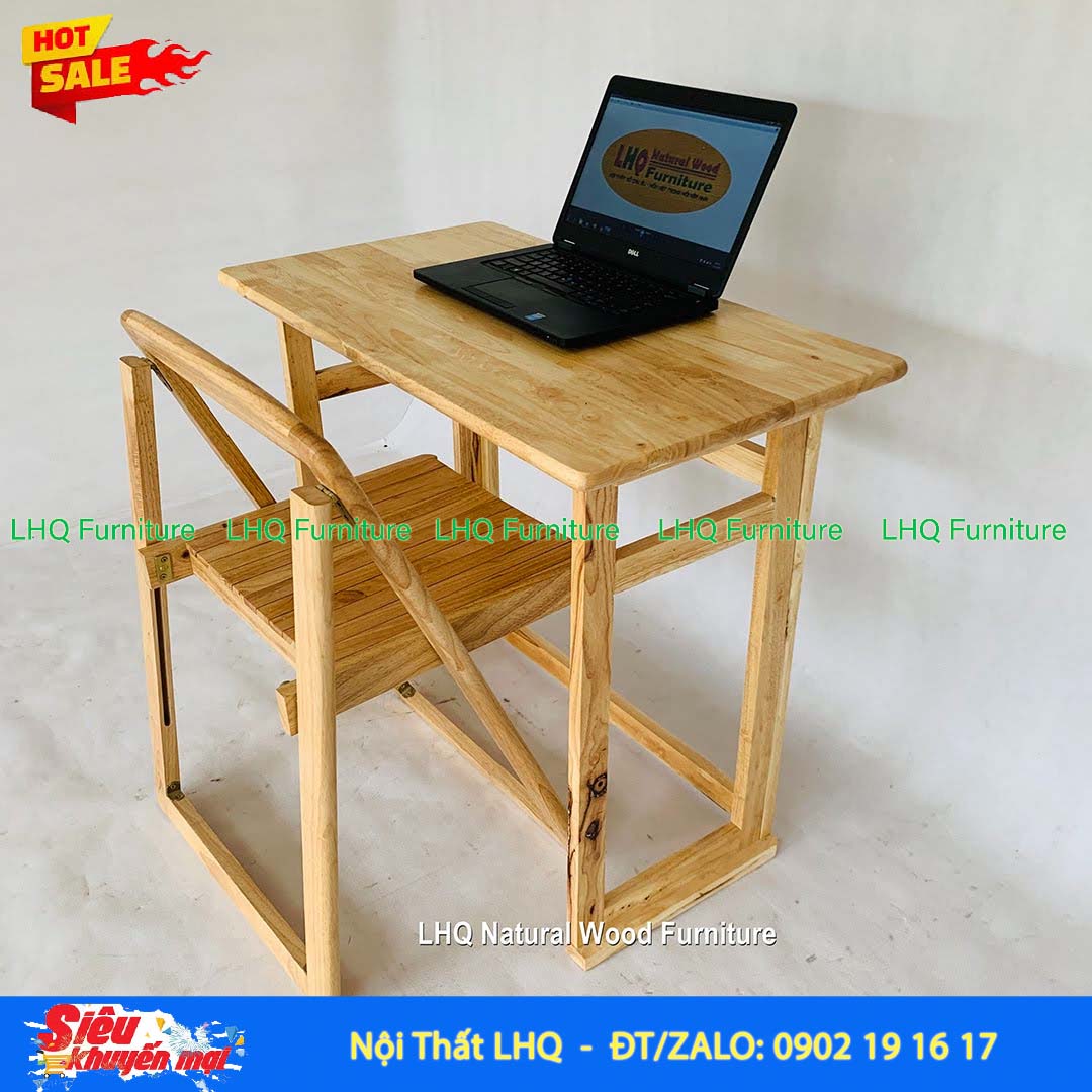 Bàn Học Sinh Gấp Gỗ Cao Su | Gấp Gọn Tiện Lợi, Bền Đẹp