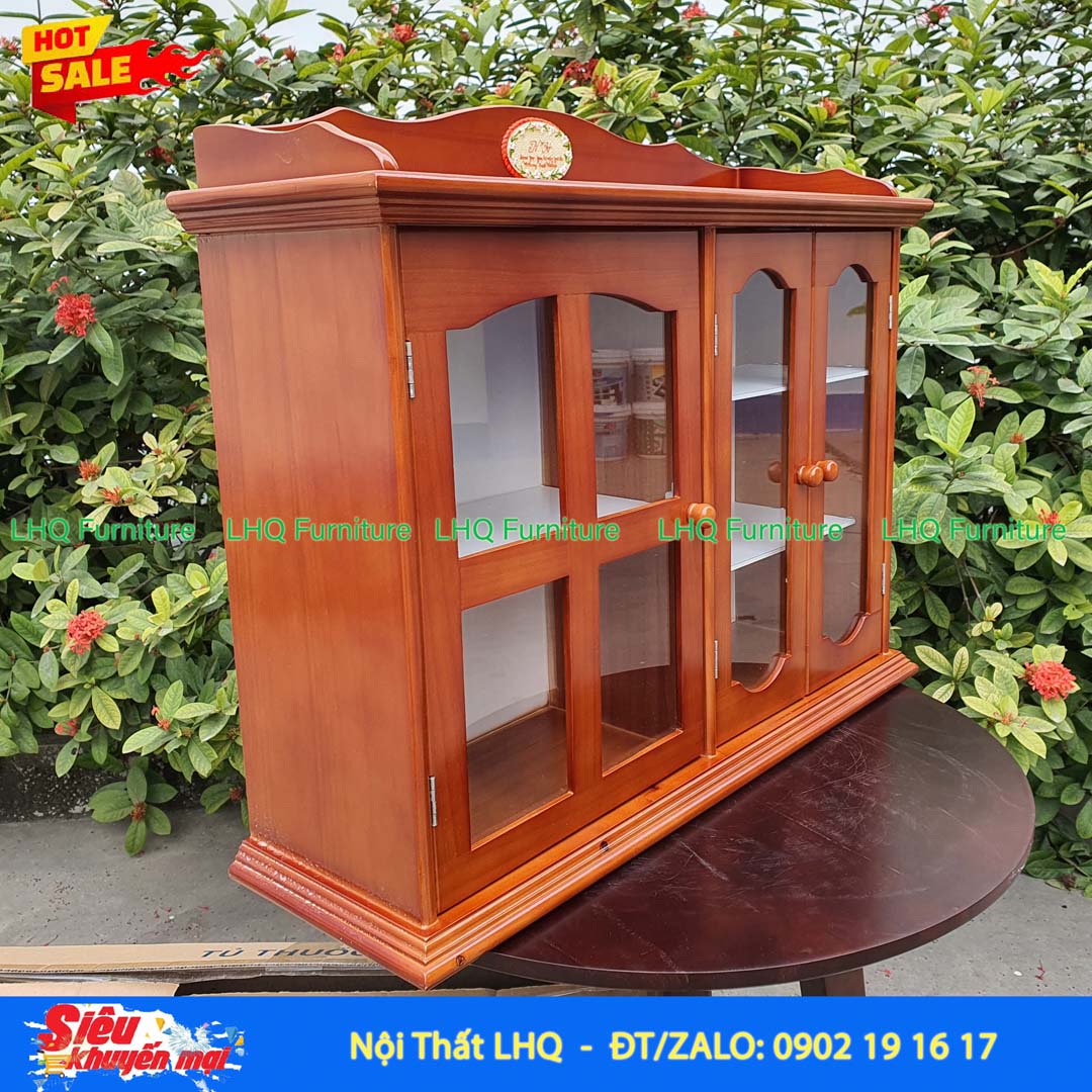 Tủ Thuốc Đôi Gỗ Thông 67x21x55cm | Nội Thất LHQ