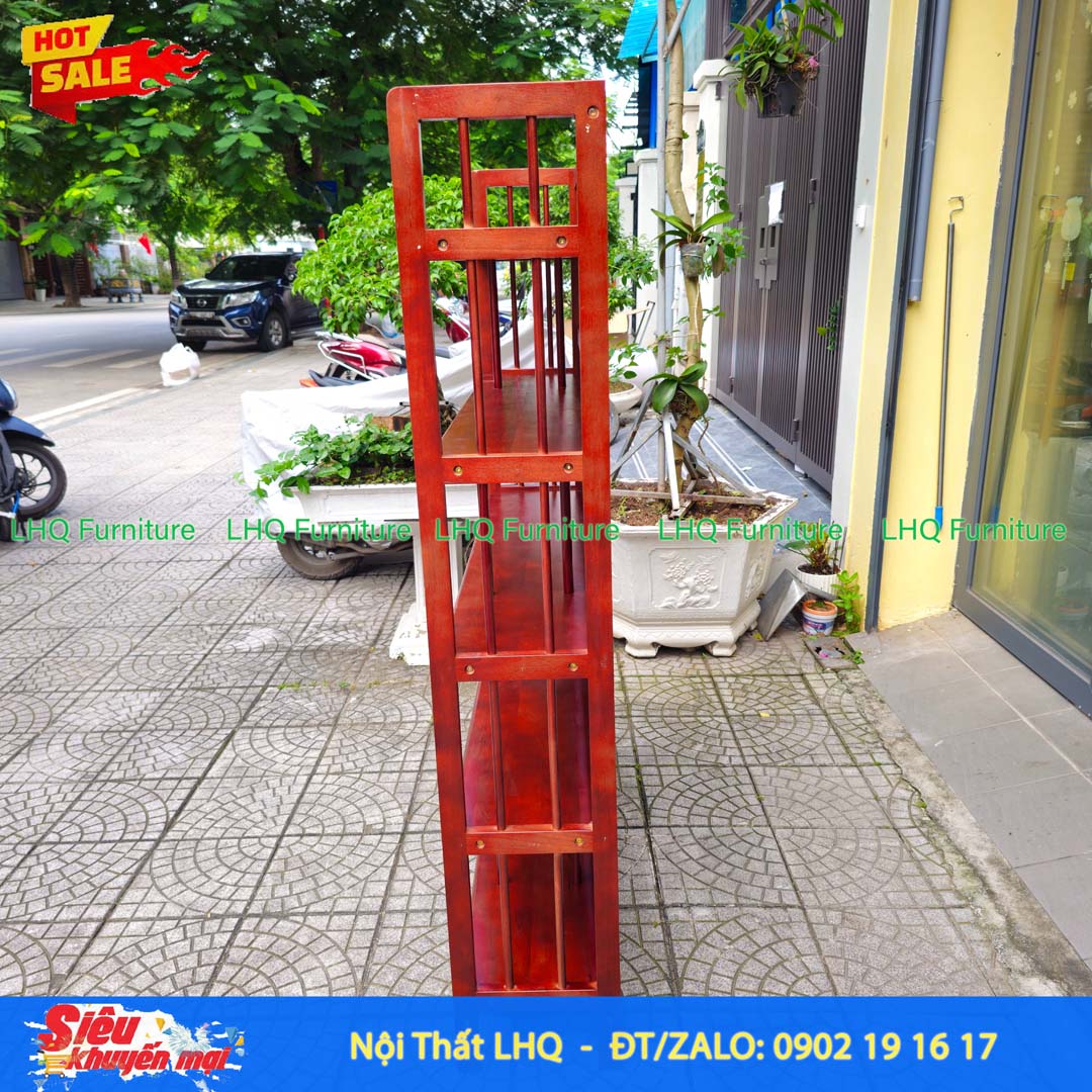 Kệ Sách Gỗ 5 Tầng Rộng 1m2 – Gỗ Cao Su Tự Nhiên Chắc Chắn, Sức Chứa Lớn