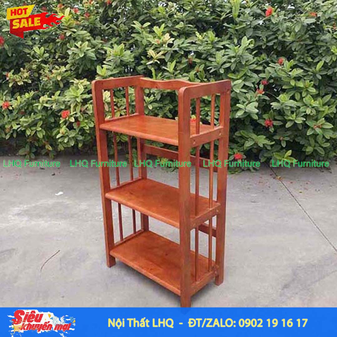Kệ Sách Gỗ 3 Tầng Rộng 50cm – Gỗ Cao Su Tự Nhiên Bền Đẹp, Chắc Chắn