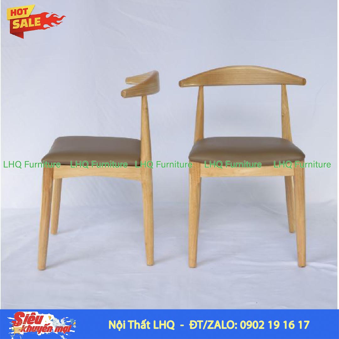 Ghế Cafe – Ghế Ăn Elbow Gỗ Cao Su Thiết Kế Vai Bò Hiện Đại