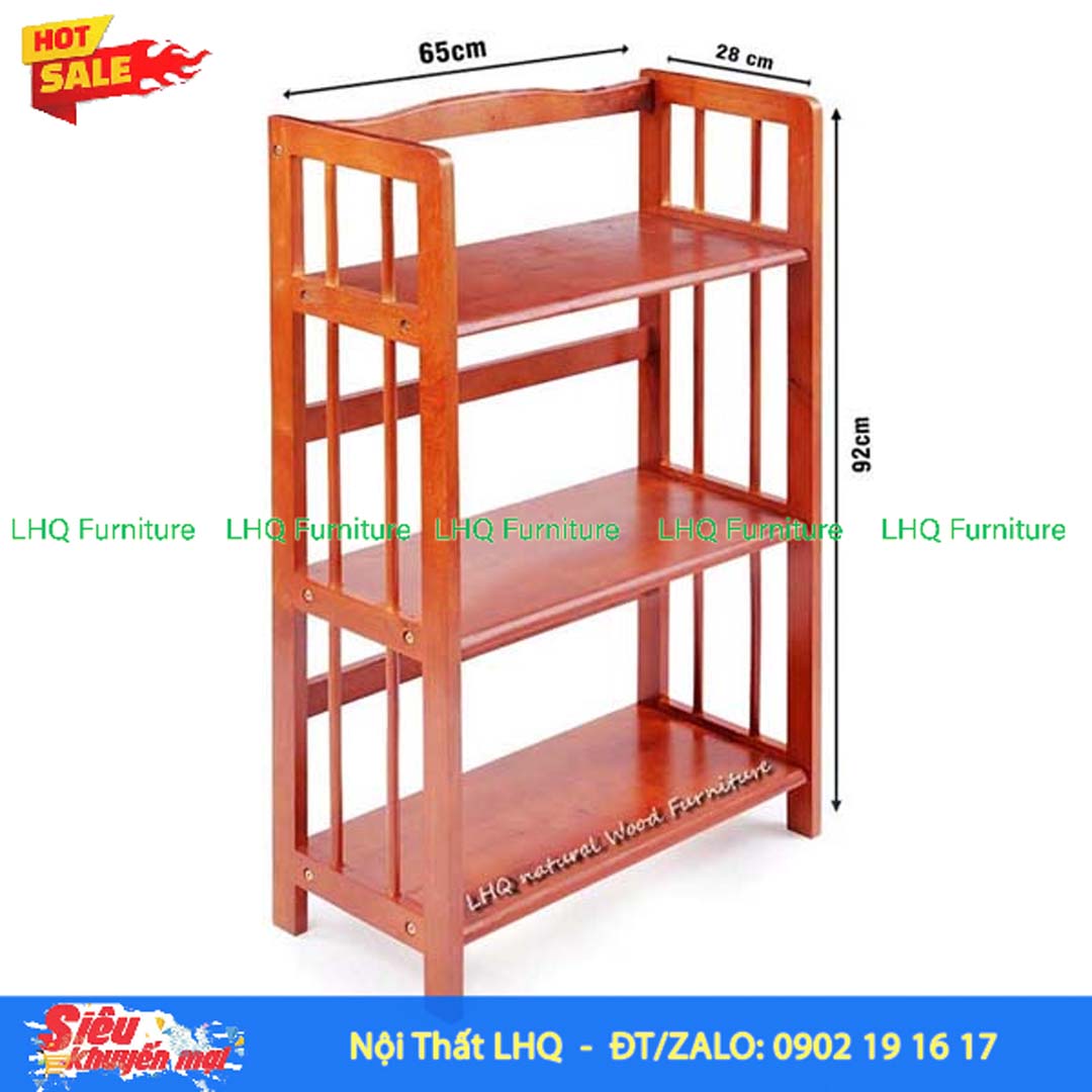 Kệ Sách Gỗ 3 Tầng Rộng 65cm – Thiết Kế Hiện Đại, Gỗ Cao Su Tự Nhiên Bền Đẹp