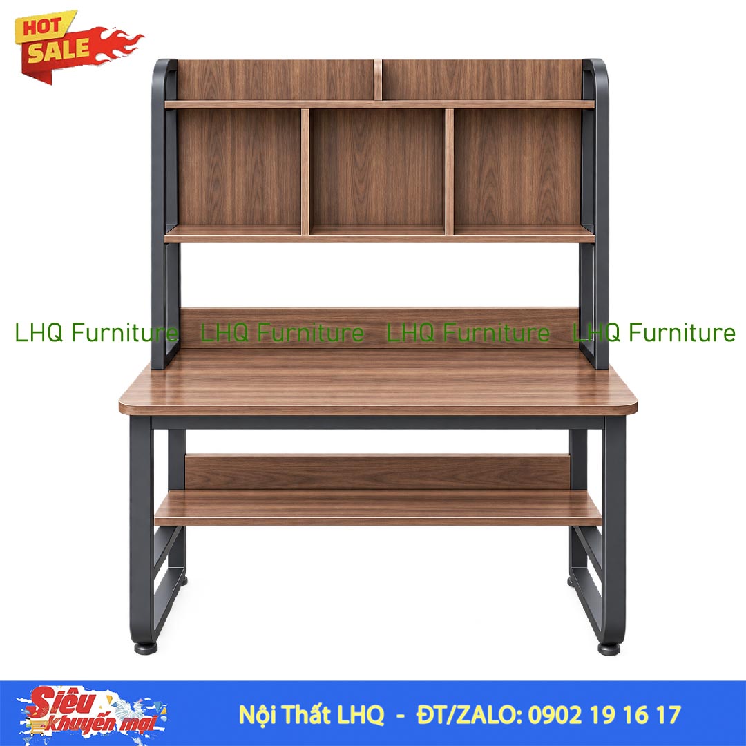 Bàn Giá Sách Khung 1m2 Sắt Gỗ MDF | Nội Thất LHQ