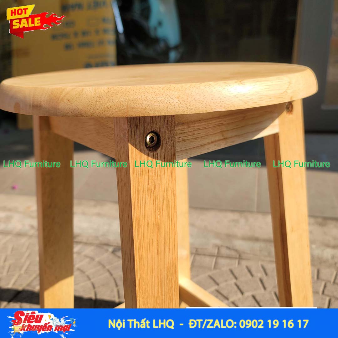 Ghế Đôn Chân Thang Gỗ Cao Su | Nội Thất LHQ