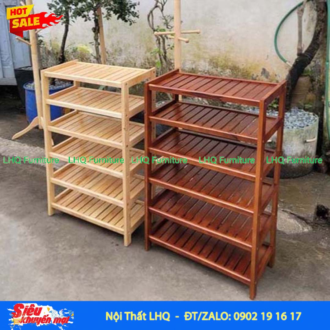 Kệ Để Giày Dép Gỗ 6 Tầng Rộng 62cm | Nội Thất LHQ