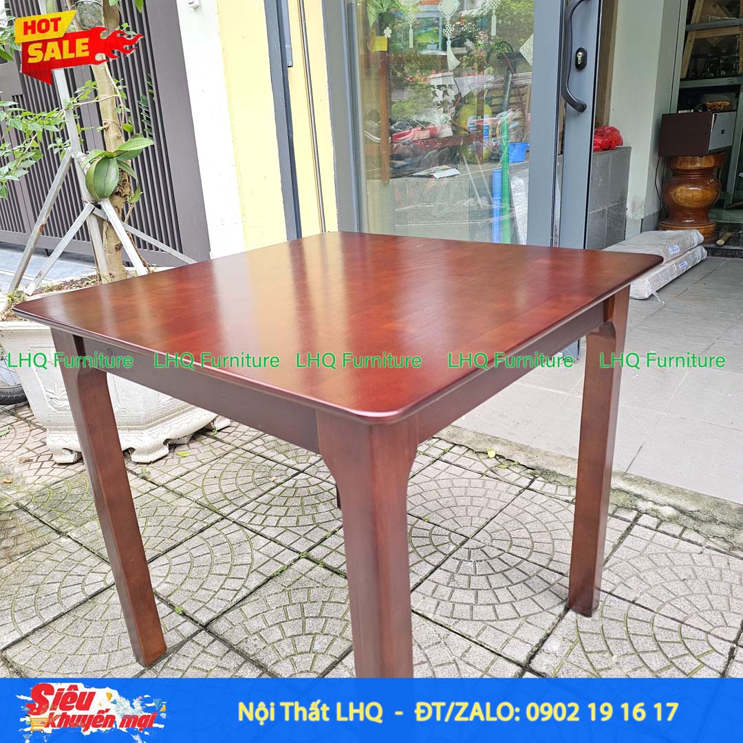 Bàn Ăn Gỗ Vuông 80 Gỗ Cao Su Tự Nhiên Đẹp