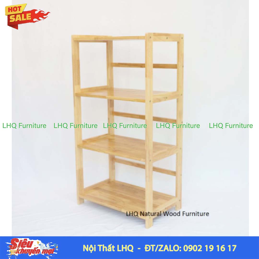 Kệ Để Lò Vi Sóng Mặt Liền 4 Tầng Gỗ Cao Su | Nội Thất LHQ