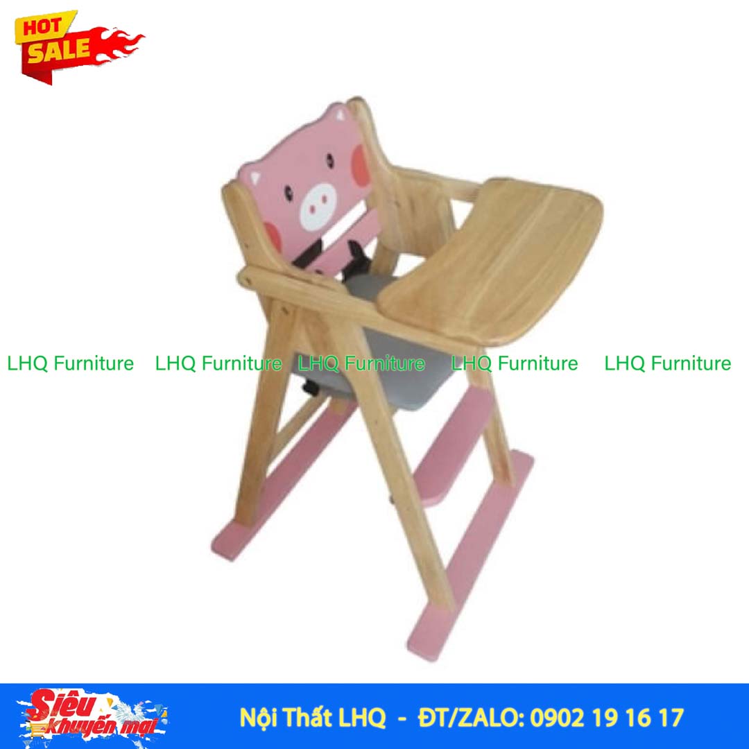 Ghế Ngồi Ăn Bột Gỗ Cao Su Tự Nhiên Gấp Gọn Cho Bé